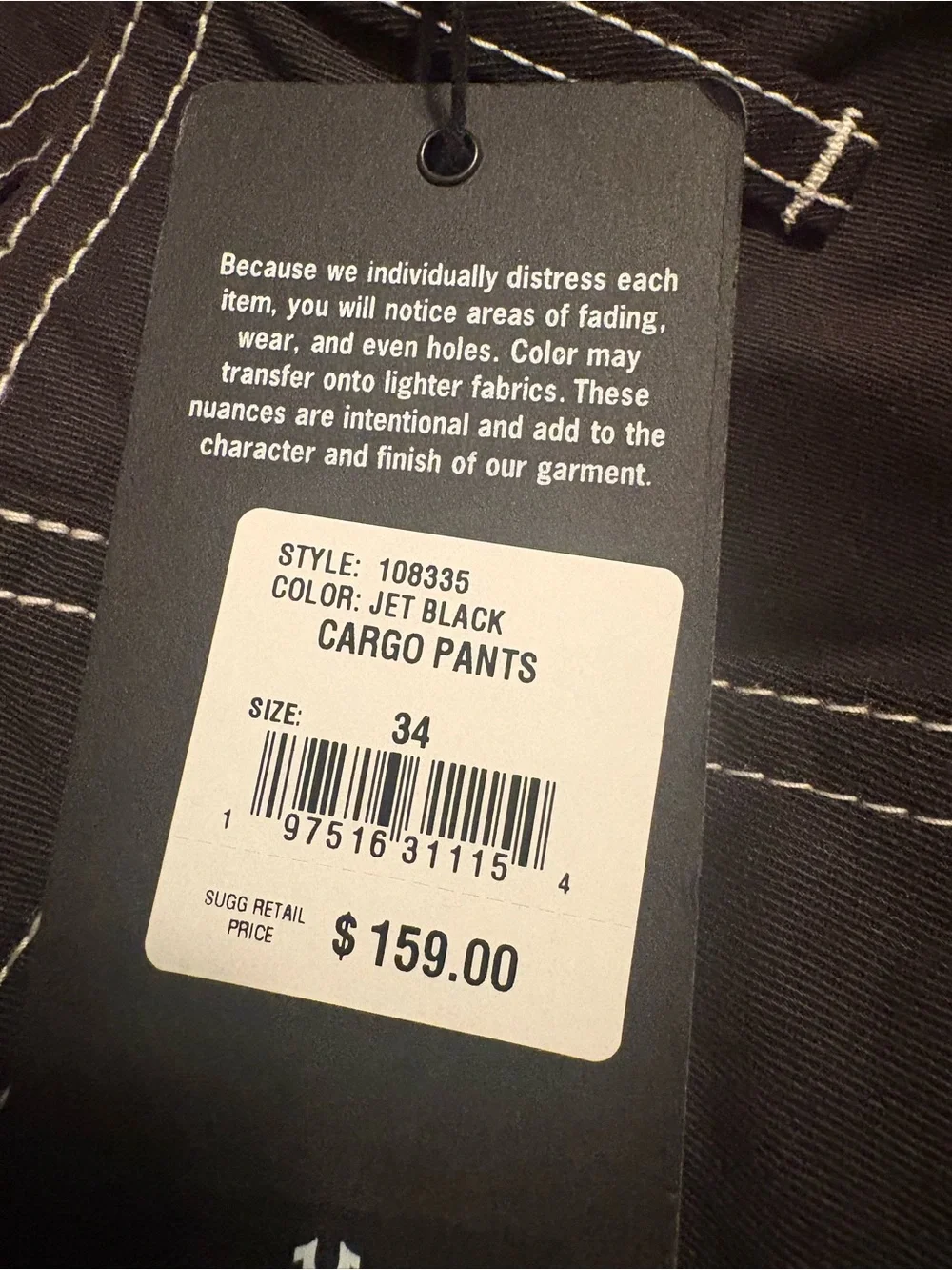 True religion Men's Black Cargo Pants - Classic Workwear Style nwt size 34